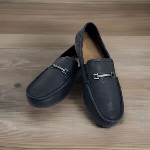 UGG Shoes Loafers CALI HERITAGE Horse Bit Pebbled Leather Navy Driving Comfort 9